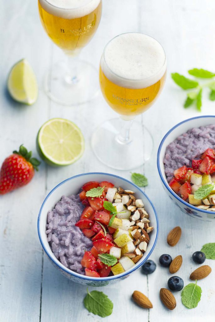 Photo de la recette : Riz au lait aux myrtilles façon buddha bowl