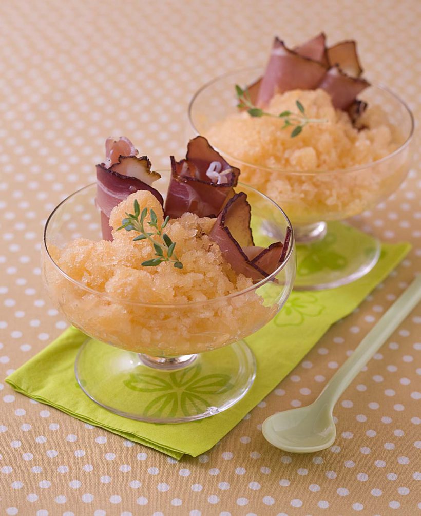 Photo de la recette : Granité de melon au jambon de pays