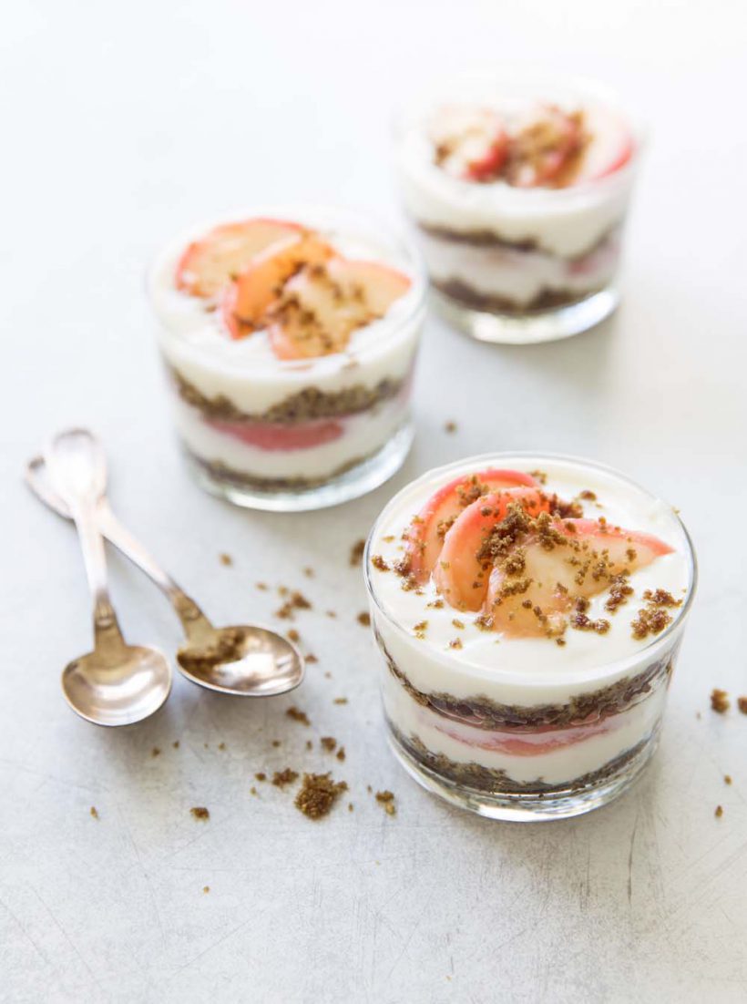 Photo de la recette : Trifles aux pêches et huile de pépin de courge