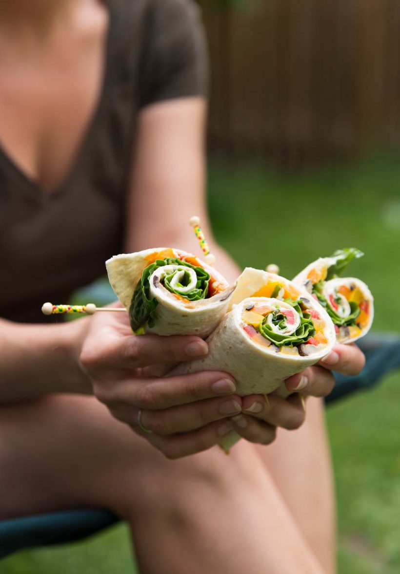 Photo de la recette : Wraps aux poivrons grillés, chèvre et huile de cameline