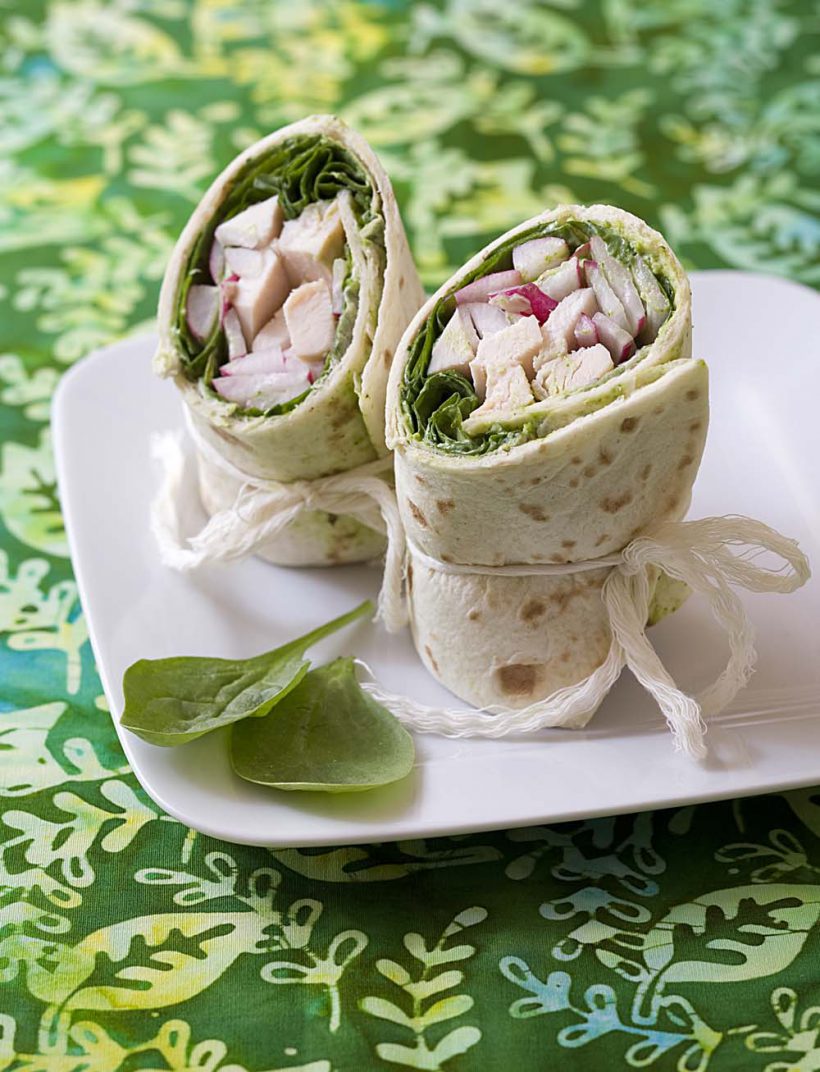 Photo de la recette : Wraps poulet, épinards et radis