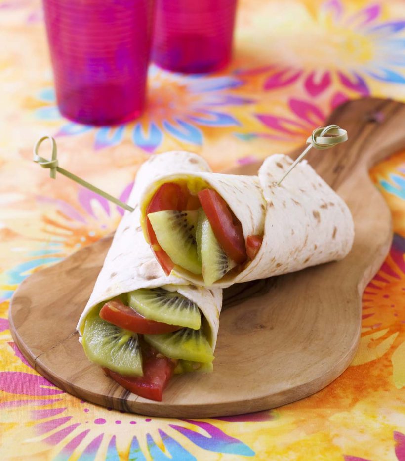Photo de la recette : Wraps saumon, tomates et kiwi